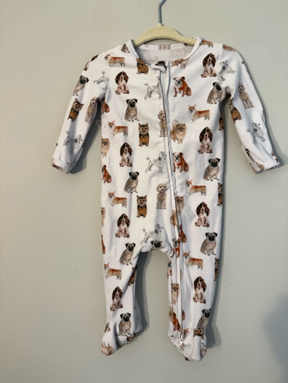 Caden Lane White Footed One-Piece with Puppy Print 0-3M adorable soft comfy